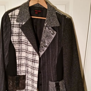 Simon Chang Black Blazer w/leather accents